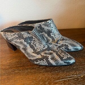 AGL Black and Gray Snakeskin Mules